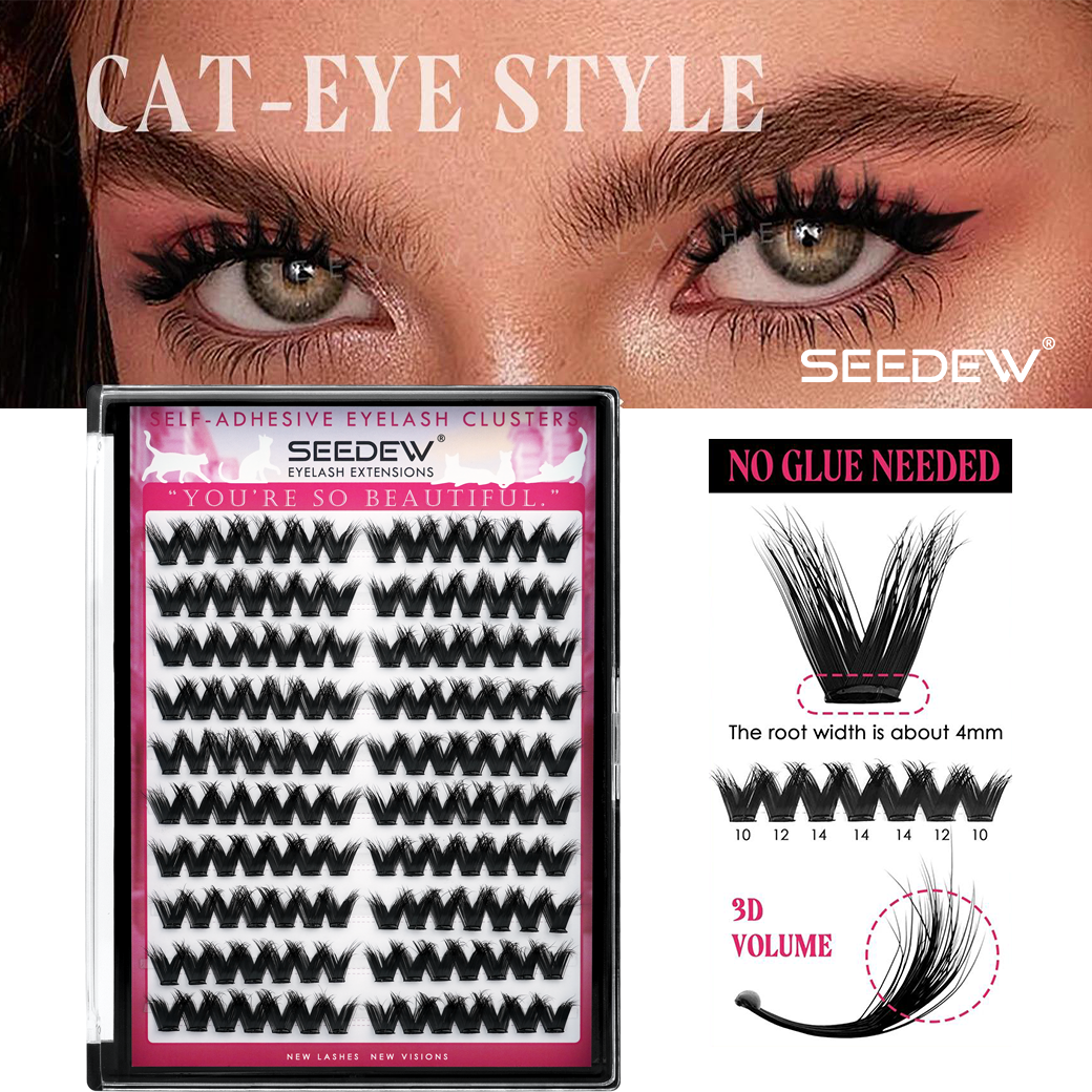 Eyelash Extension With Glue - SEEDEW 3D V-shaped Thick False Eyelashes