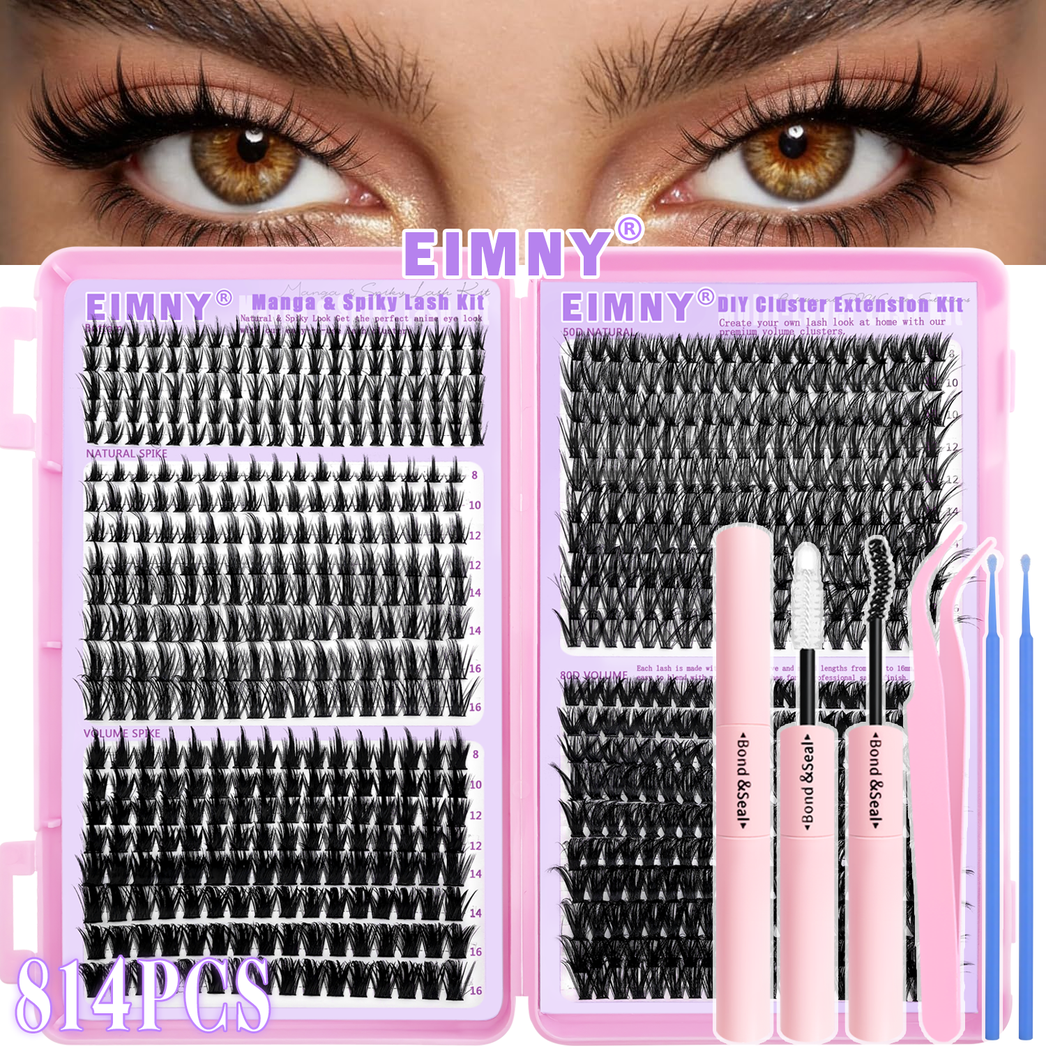 Eyelash Extensions - EIMMY 814PCS False Eyelash Set, All-In-One