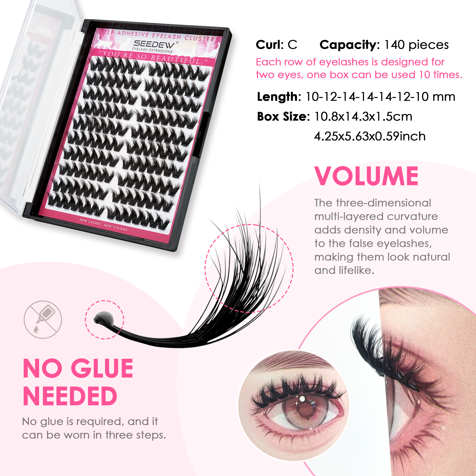 SEEDEW 3D V-shaped Thick False – Eyelash Extension With Glue recenzja i cena